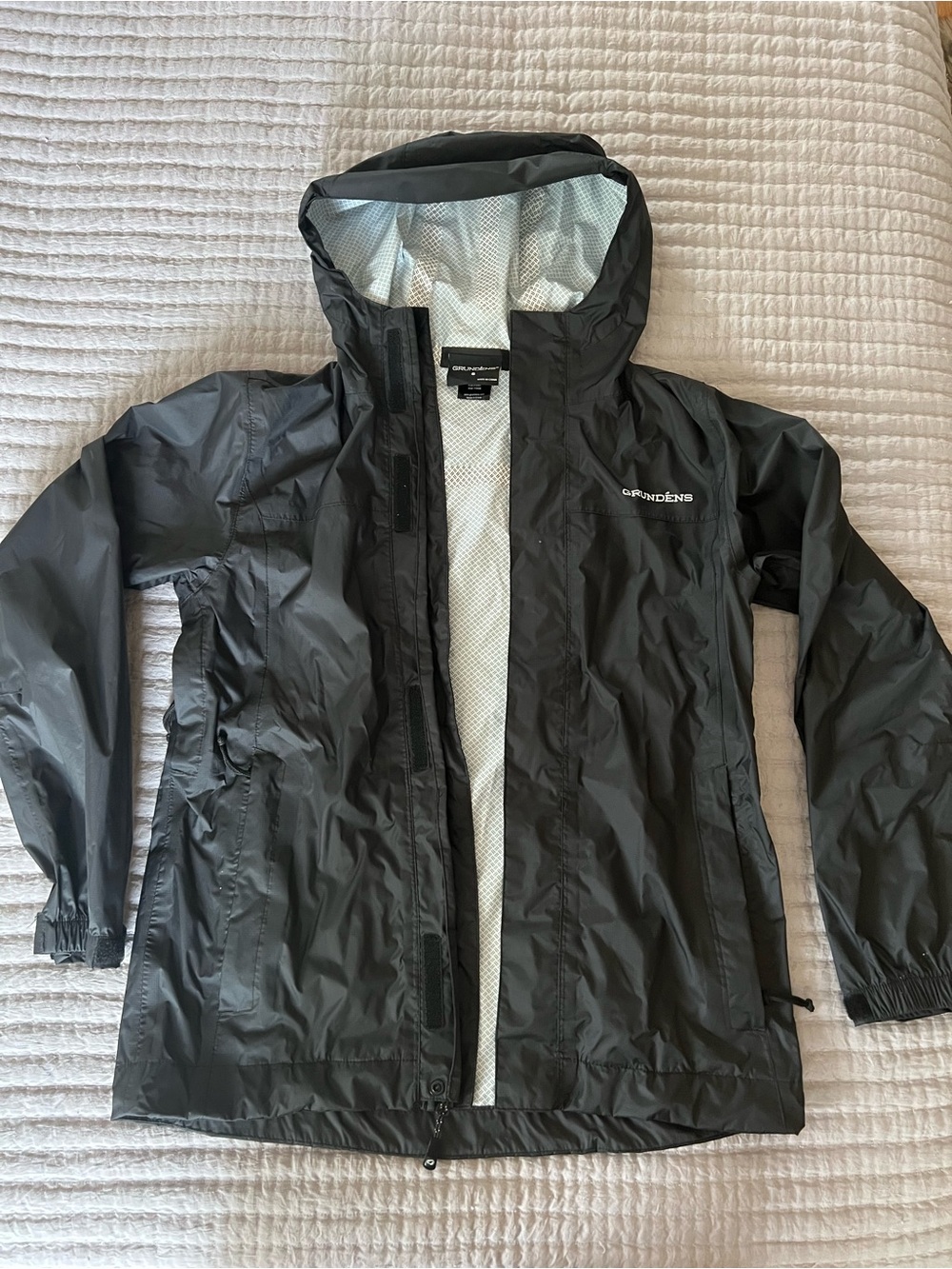 Grundens Womens Black weather watch Hooded Rain Jacket